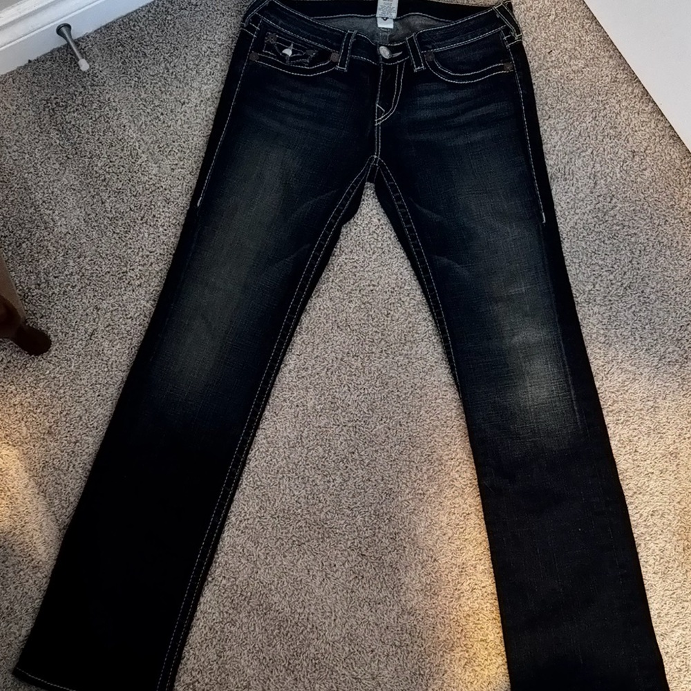 True Religion Black Straight Leg Jeans